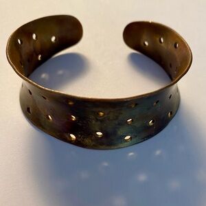 Vintage Handmade Metal Cuff Bracelet With Holes